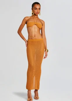 Retrofete Aria Knitted Skirt Tobacco New
