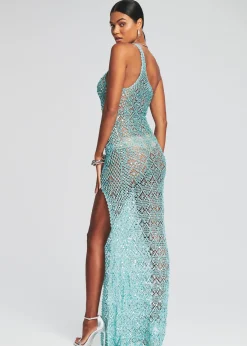 Retrofete Askala Sequin Crochet Dress Turquoise Powder Shop