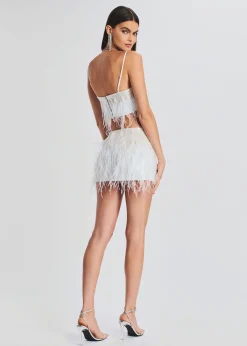 Retrofete Athana Sequin Feather Skirt White Clearance