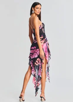 Retrofete Atlas Dress Tropical Leaf Best Sale