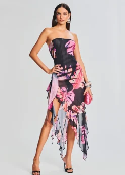 Retrofete Atlas Dress Tropical Leaf Outlet