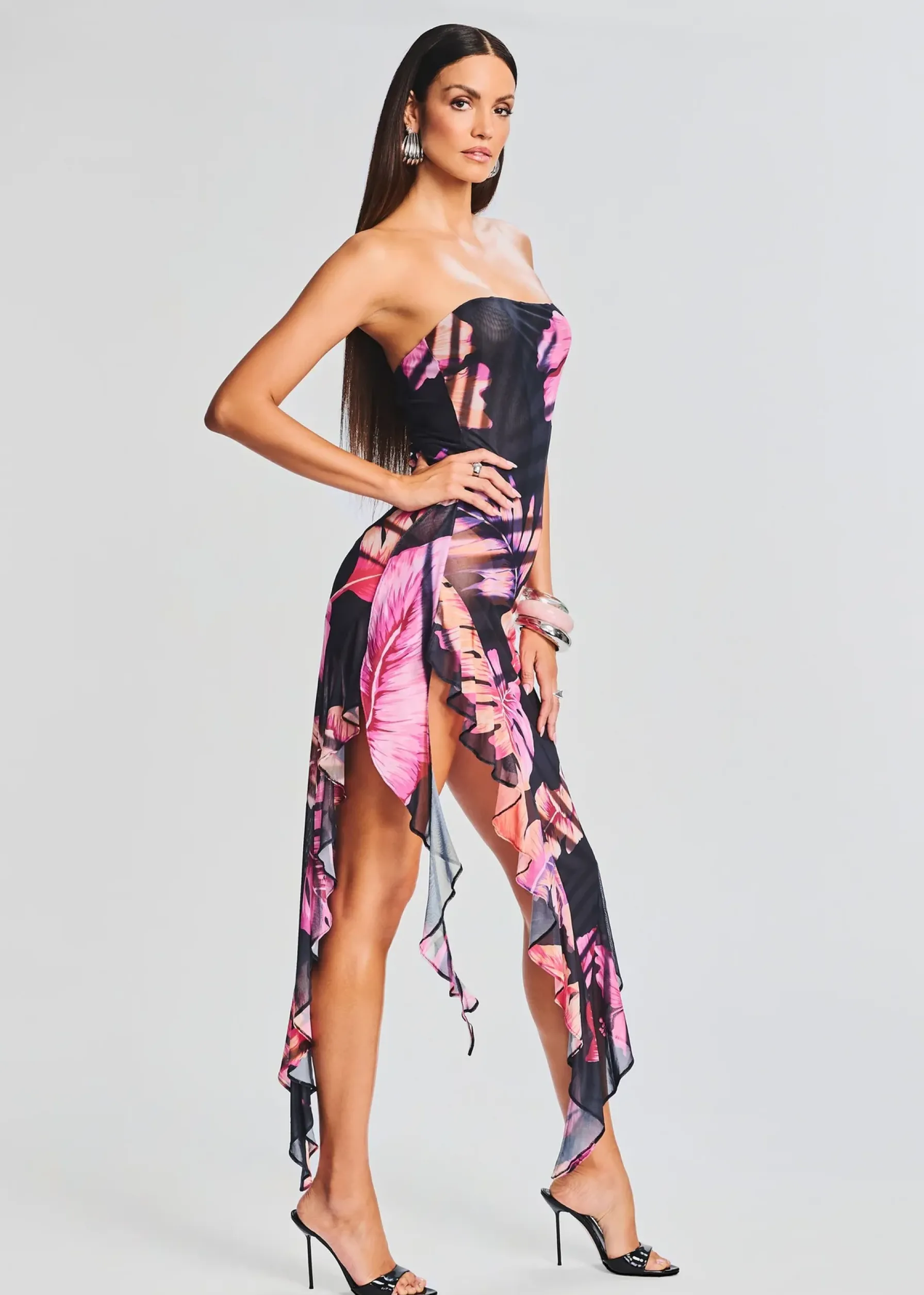 Retrofete Atlas Dress Tropical Leaf Outlet