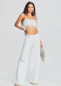 Retrofete August Feather Sequin Top White Best