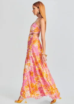Retrofete Auril Long Dress Pink Hot