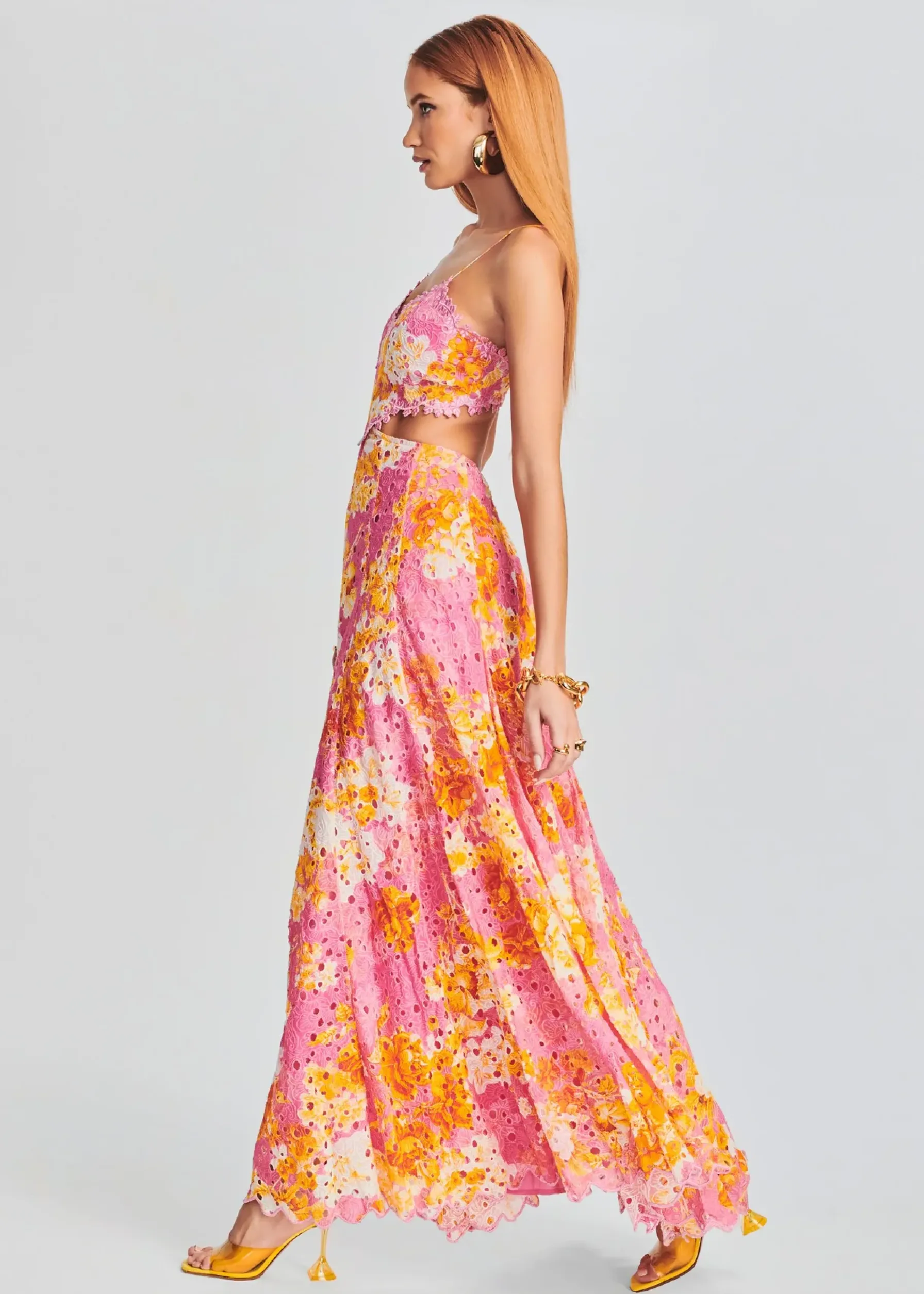 Retrofete Auril Long Dress Pink Hot
