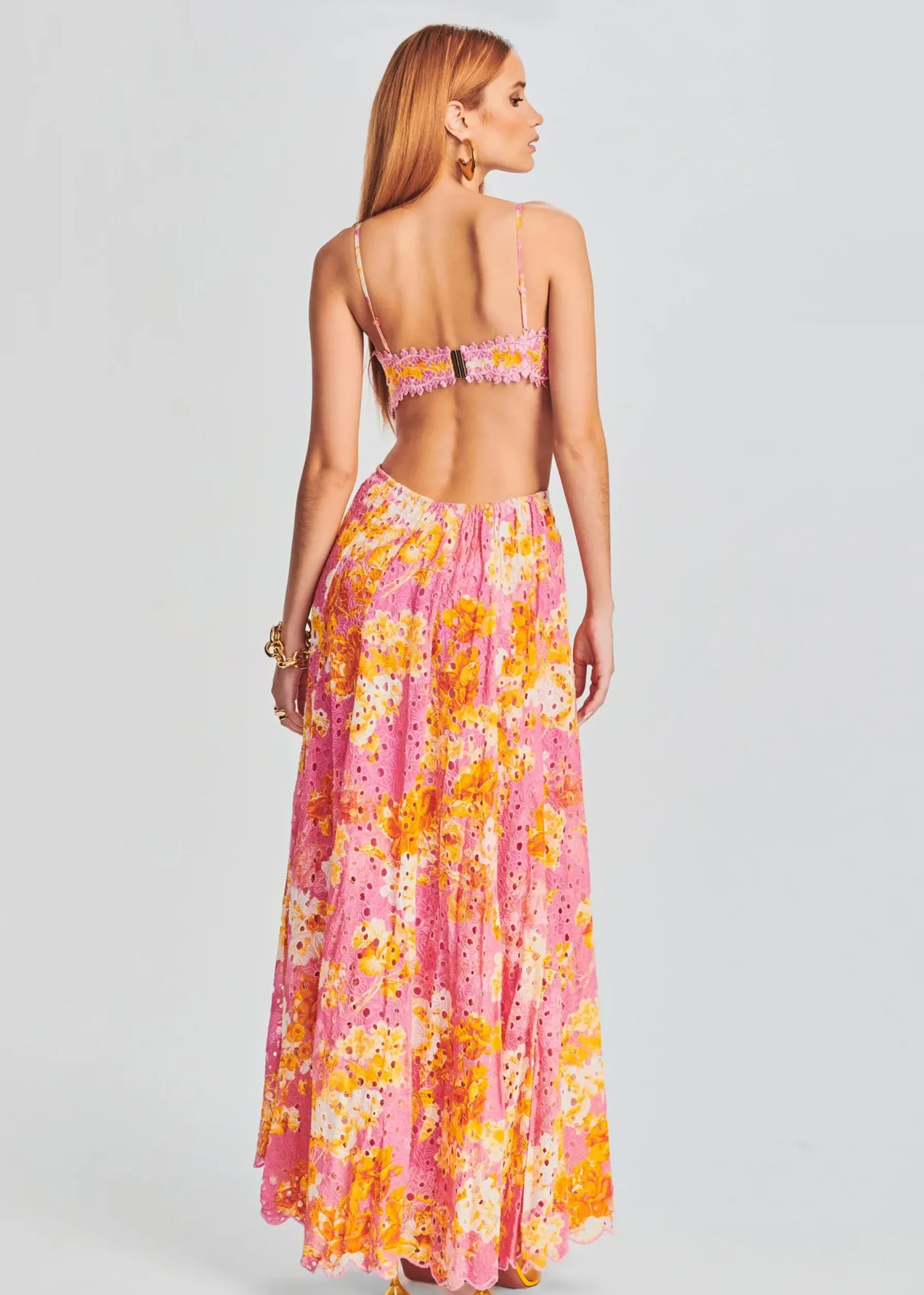 Retrofete Auril Long Dress Pink Hot