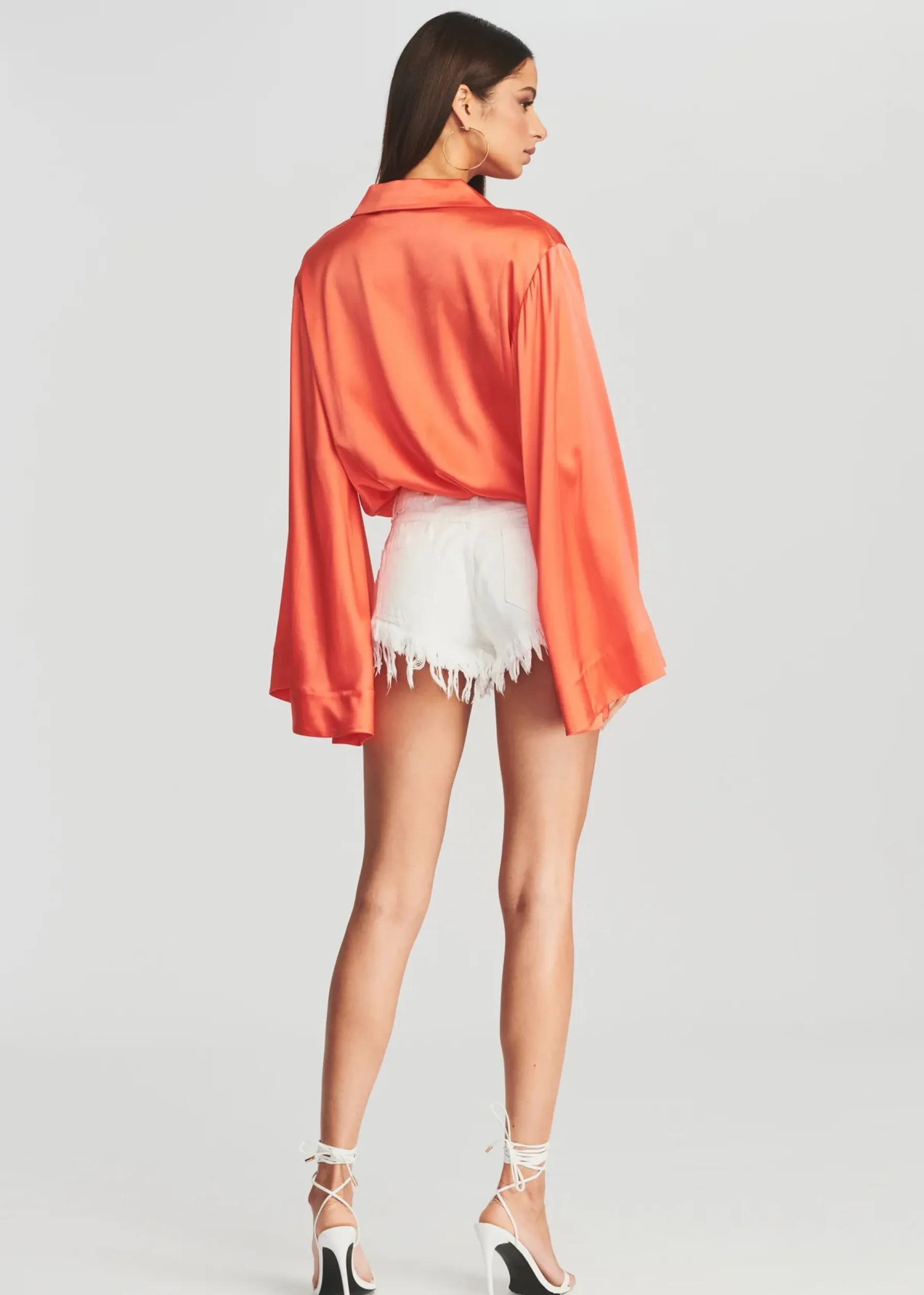 Retrofete Avalon Silk Bodysuit Hot Coral Best Sale