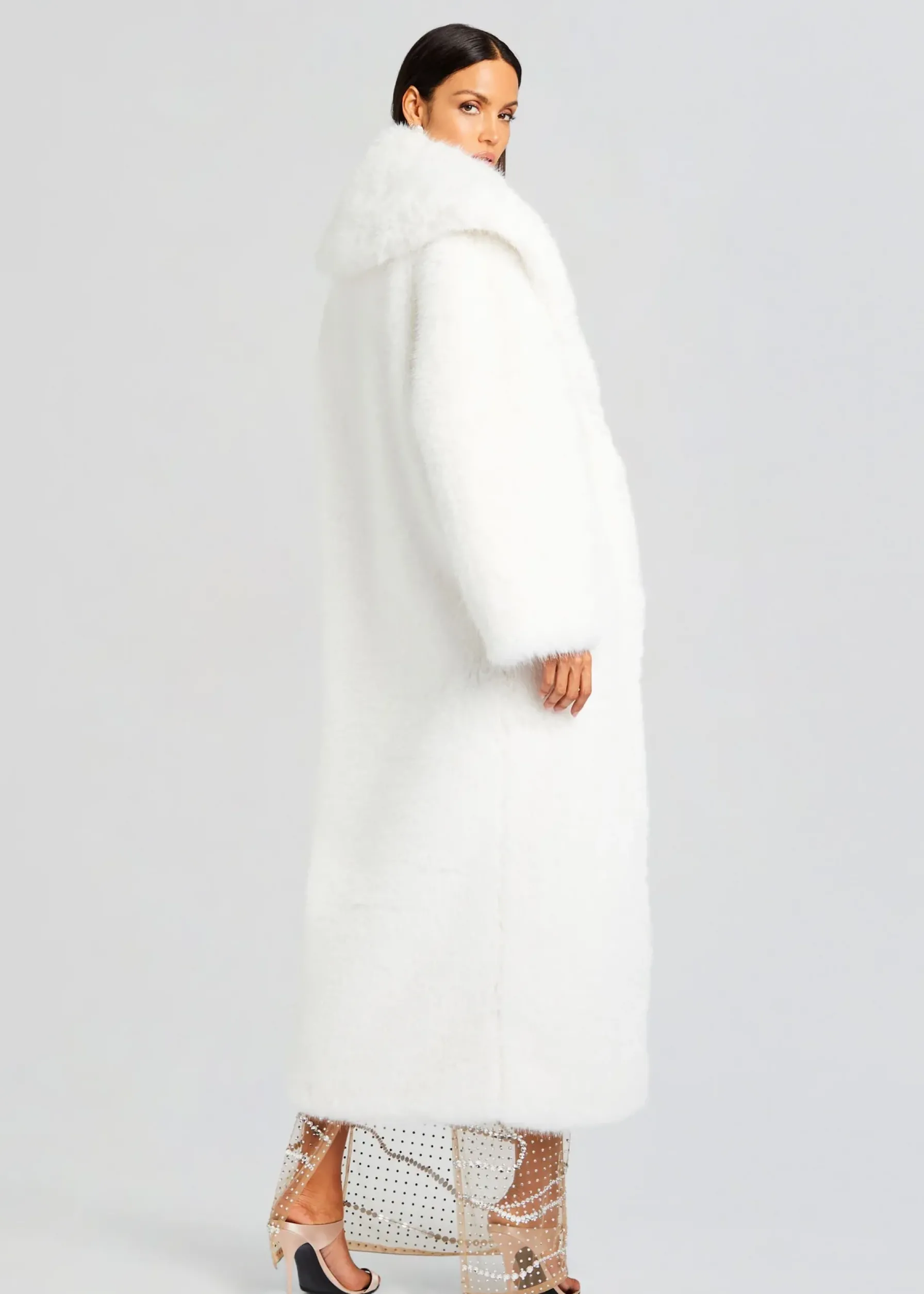 Retrofete Averie Faux Fur Coat White Shop