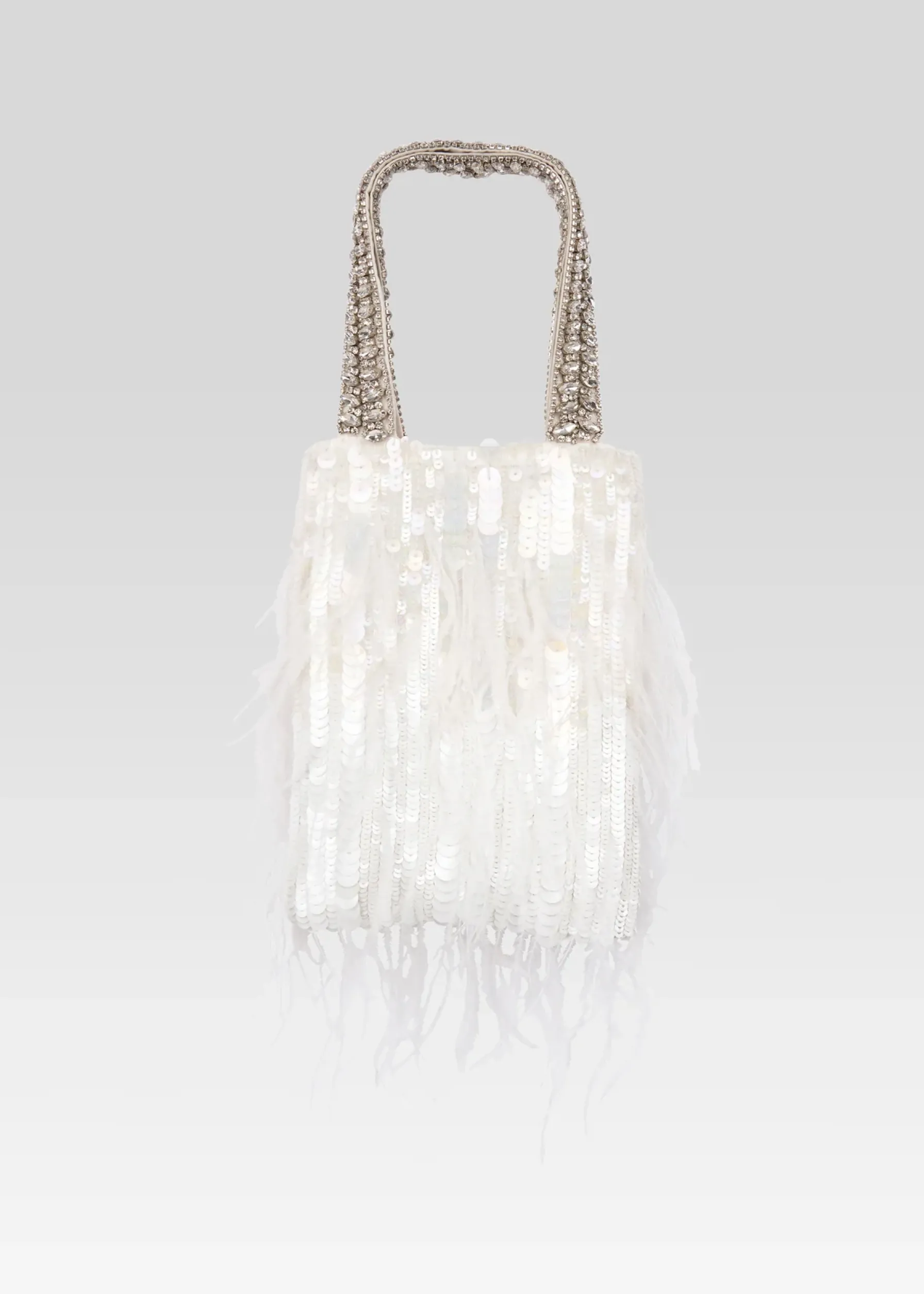Retrofete Avery Sequin Feather Bag White Feather Fashion