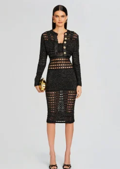 Retrofete Avril Knit Crochet Dress Black/Gold Discount