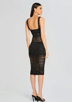 Retrofete Avril Knit Crochet Dress Black/Gold Best Sale