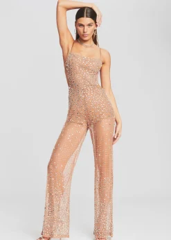 Retrofete Axel Sequin Jumpsuit Silver/Nude Best Sale