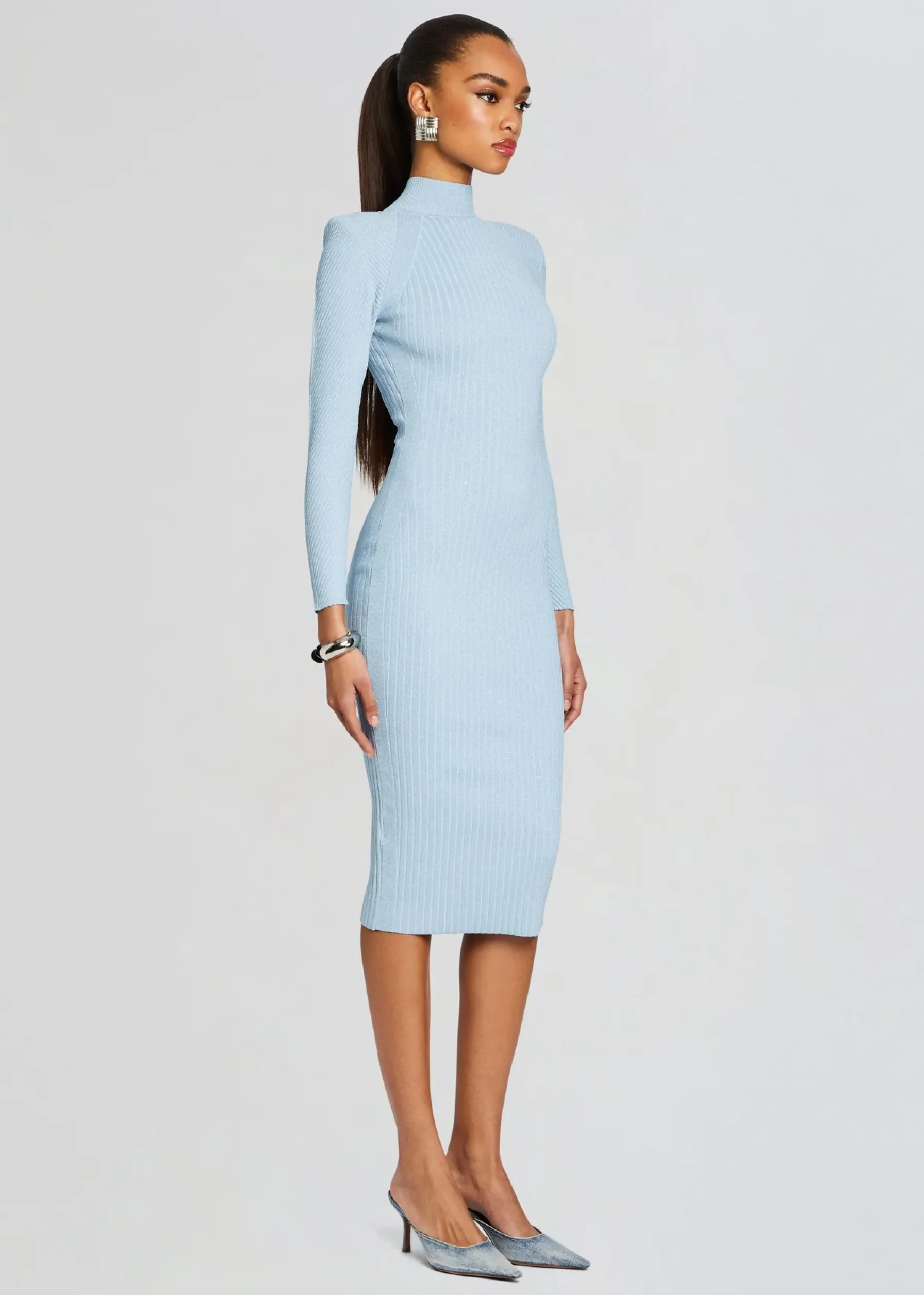 Retrofete Aylin Rib Knit Dress Powder Blue Online