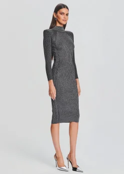 Retrofete Aylin Rib Knit Dress Metallic Black/Silver Discount