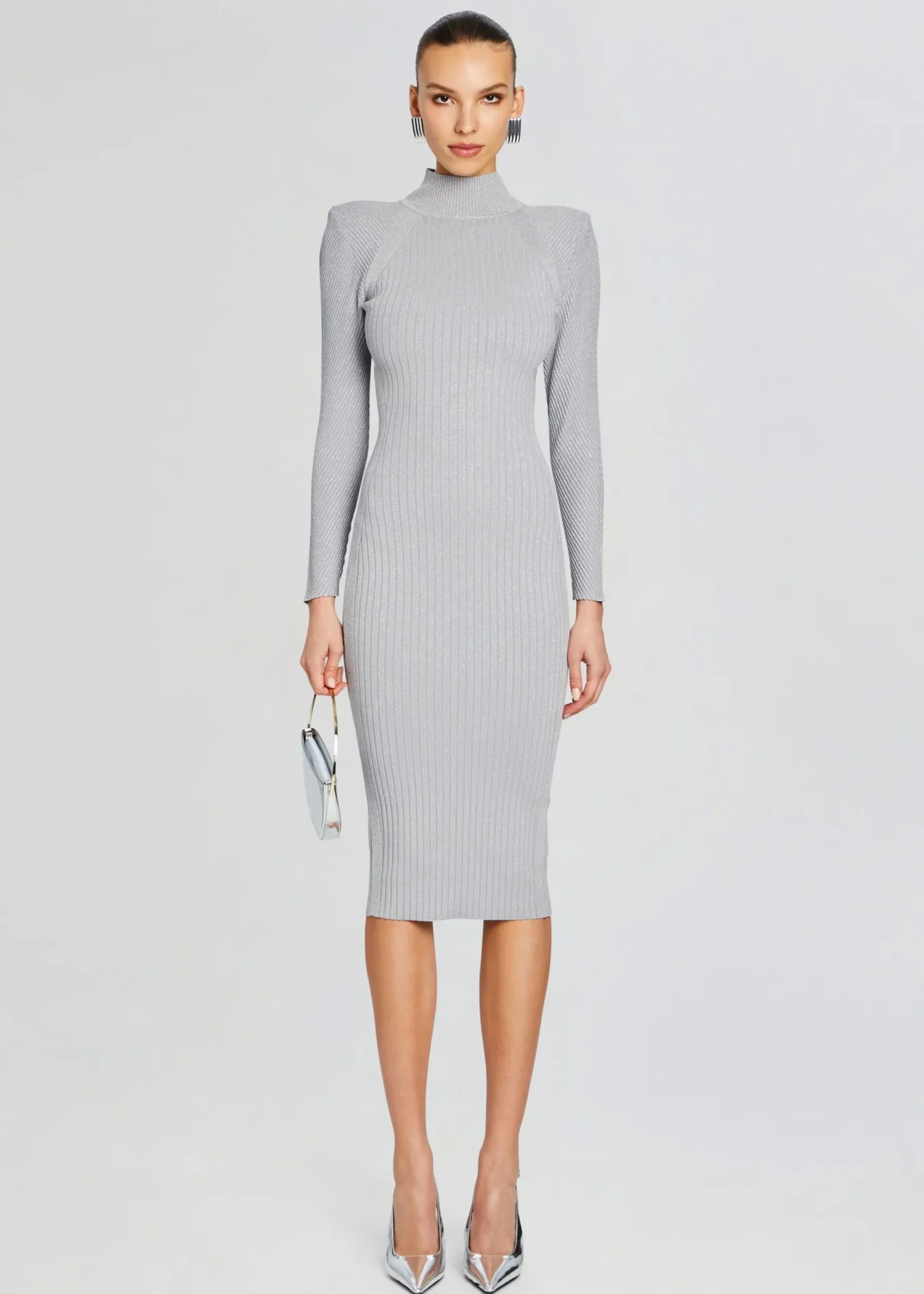 Retrofete Aylin Rib Knit Dress Silver Grey Store