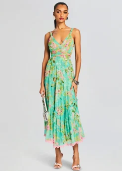 Retrofete Azra Long Dress Teal Floral Flash Sale