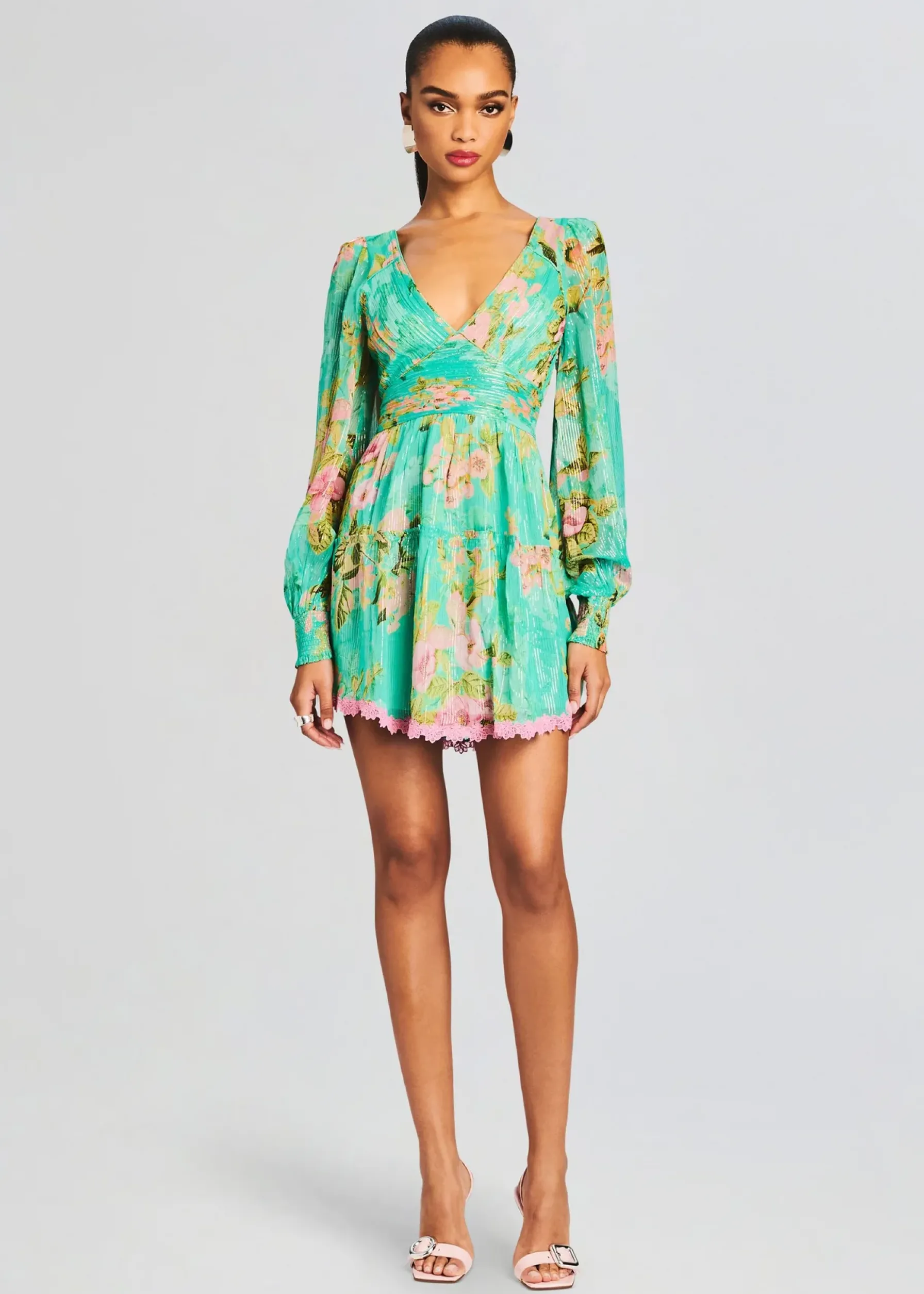 Retrofete Azra Short Dress Teal Floral Shop