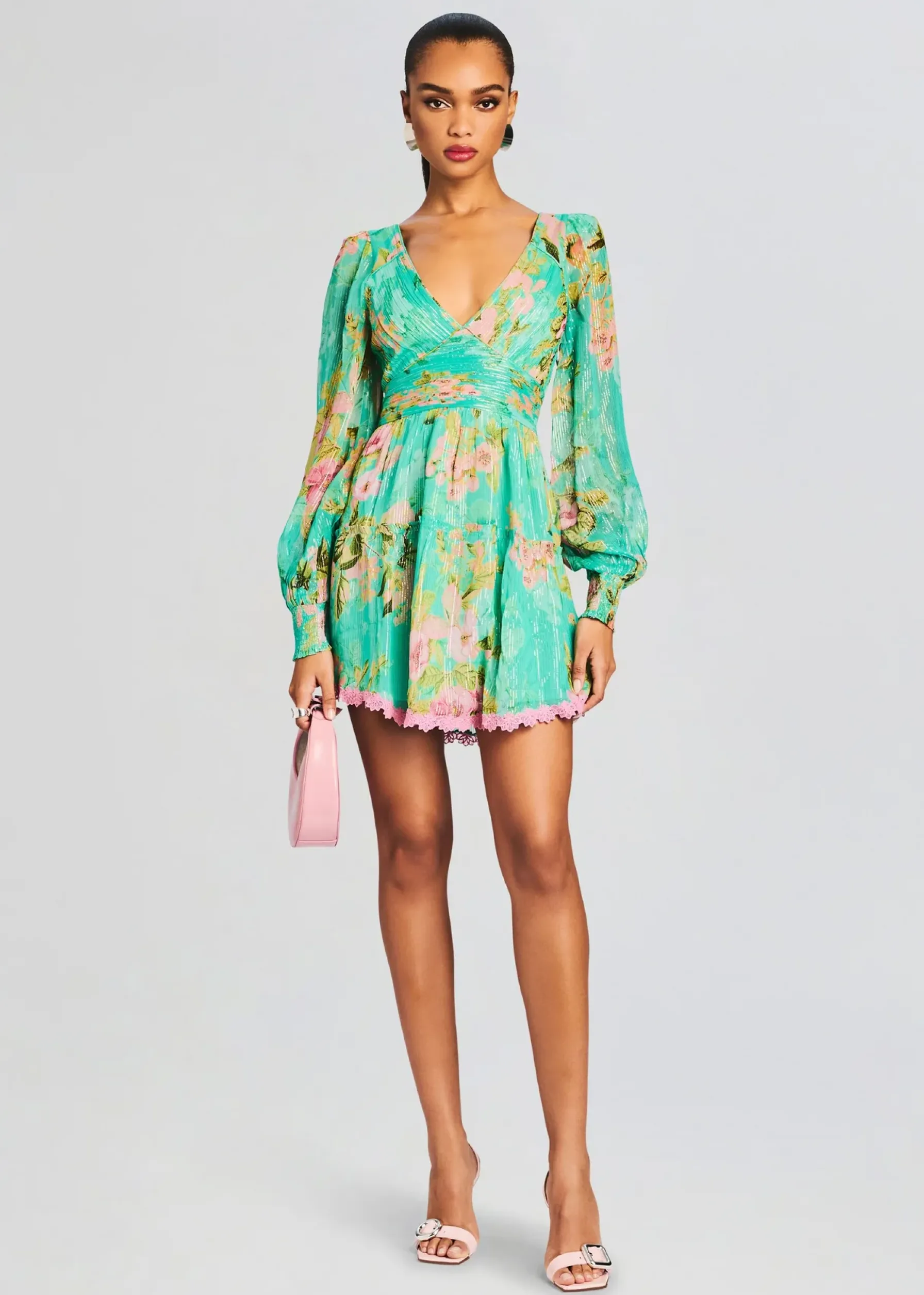 Retrofete Azra Short Dress Teal Floral Outlet
