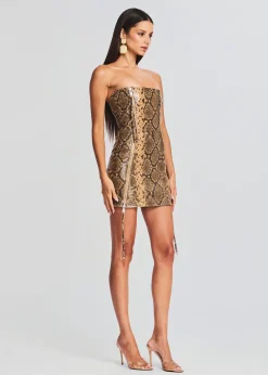 Retrofete Beatrice Leather Dress Tannin Snake Clearance