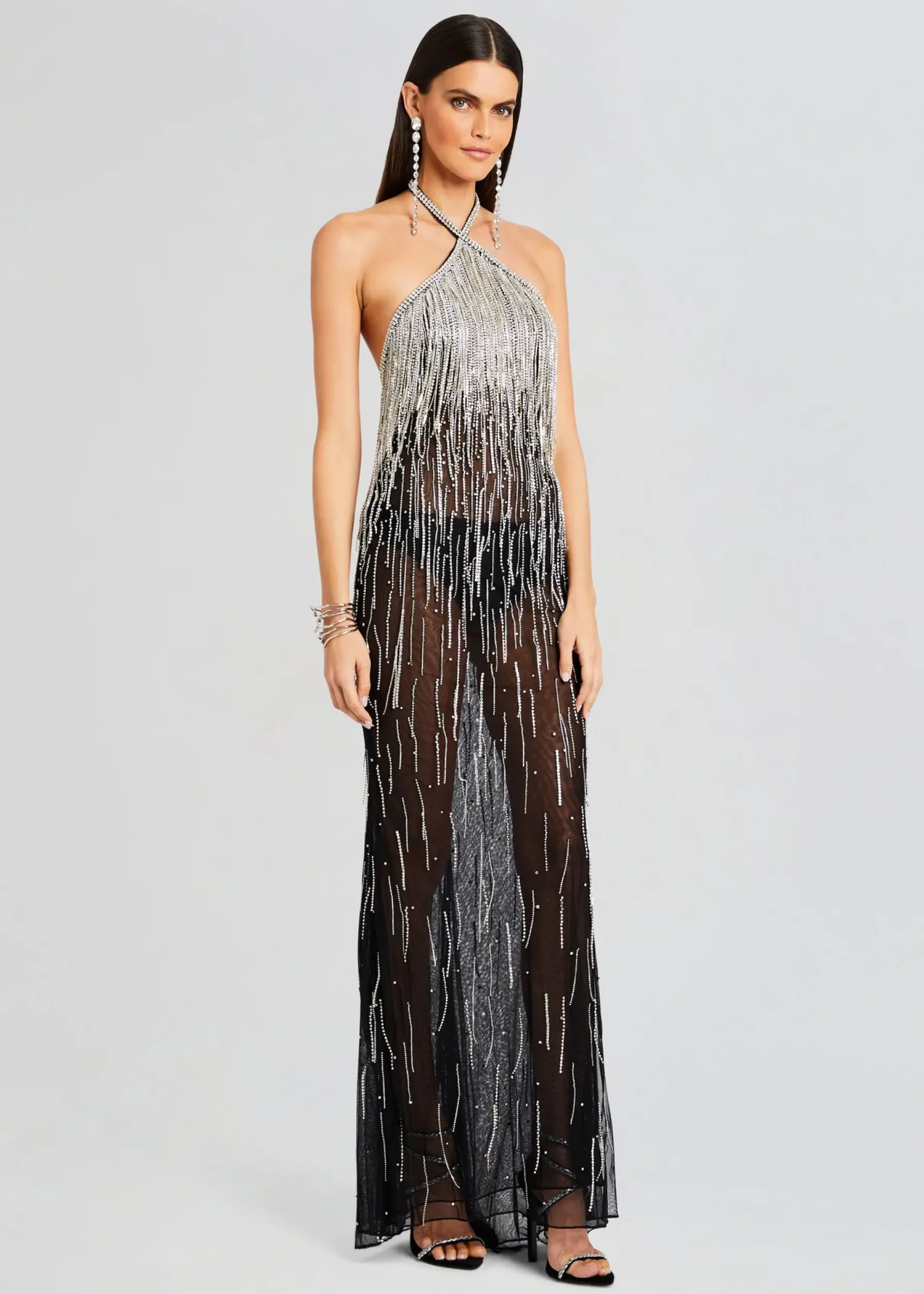 Retrofete Belle Embellished Fringe Dress Black/Silver Online