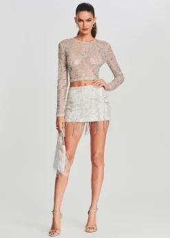 Retrofete Bessie Sequin Top Silver/White Store