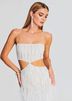 Retrofete Beverly Sequin Feather Dress White Cheap