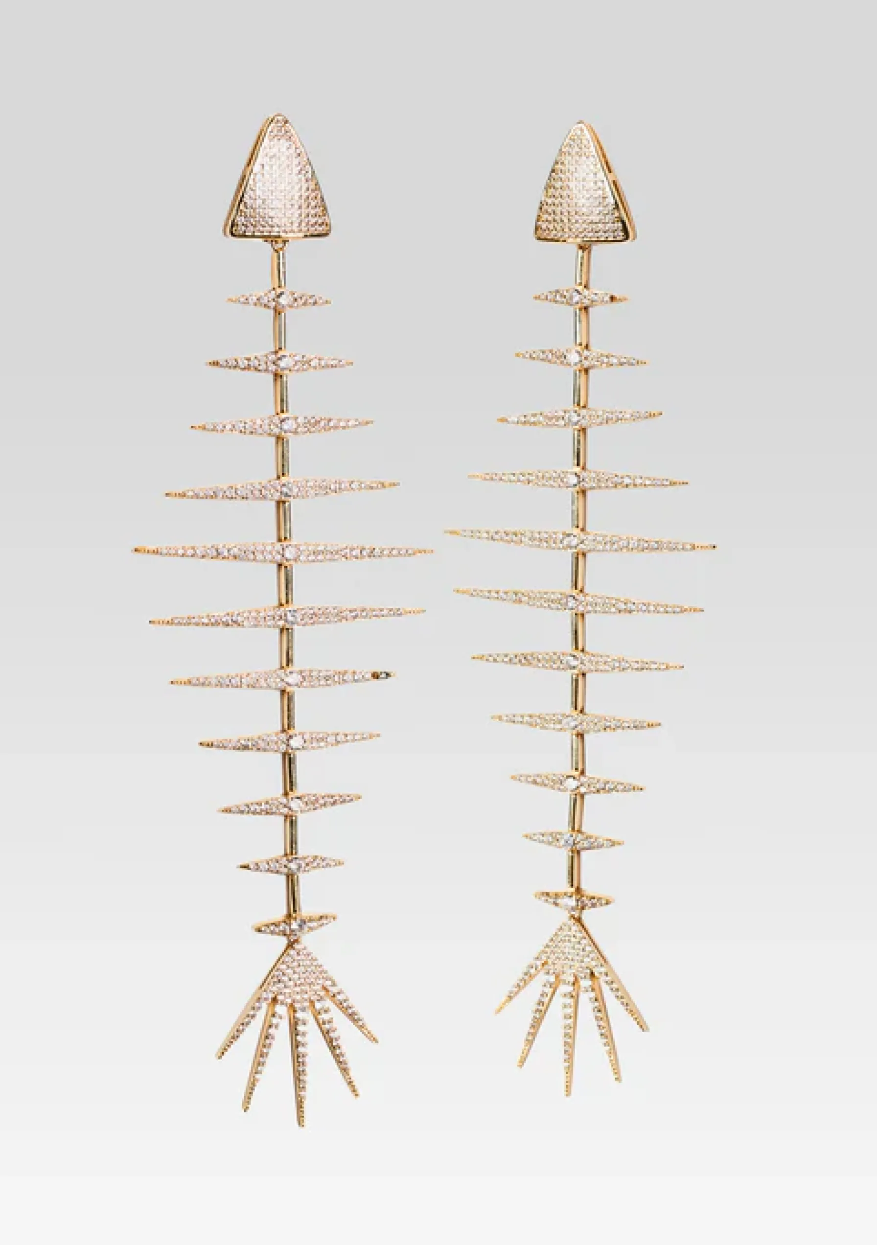 Retrofete Bimini Crystal Fish Bone Earrings Gold Sale