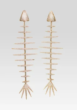 Retrofete Bimini Crystal Fish Bone Earrings Gold Store