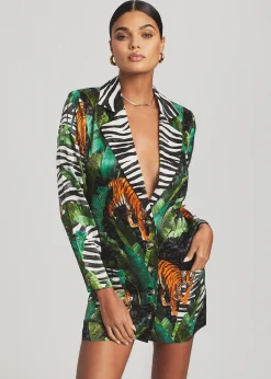 Retrofete Blake Silk Blazer Mixed Safari Discount
