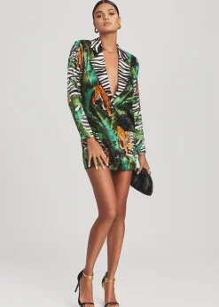 Retrofete Blake Silk Blazer Mixed Safari Discount