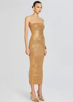 Retrofete Boa Embellished Knit Dress Iridescent Gold Clearance
