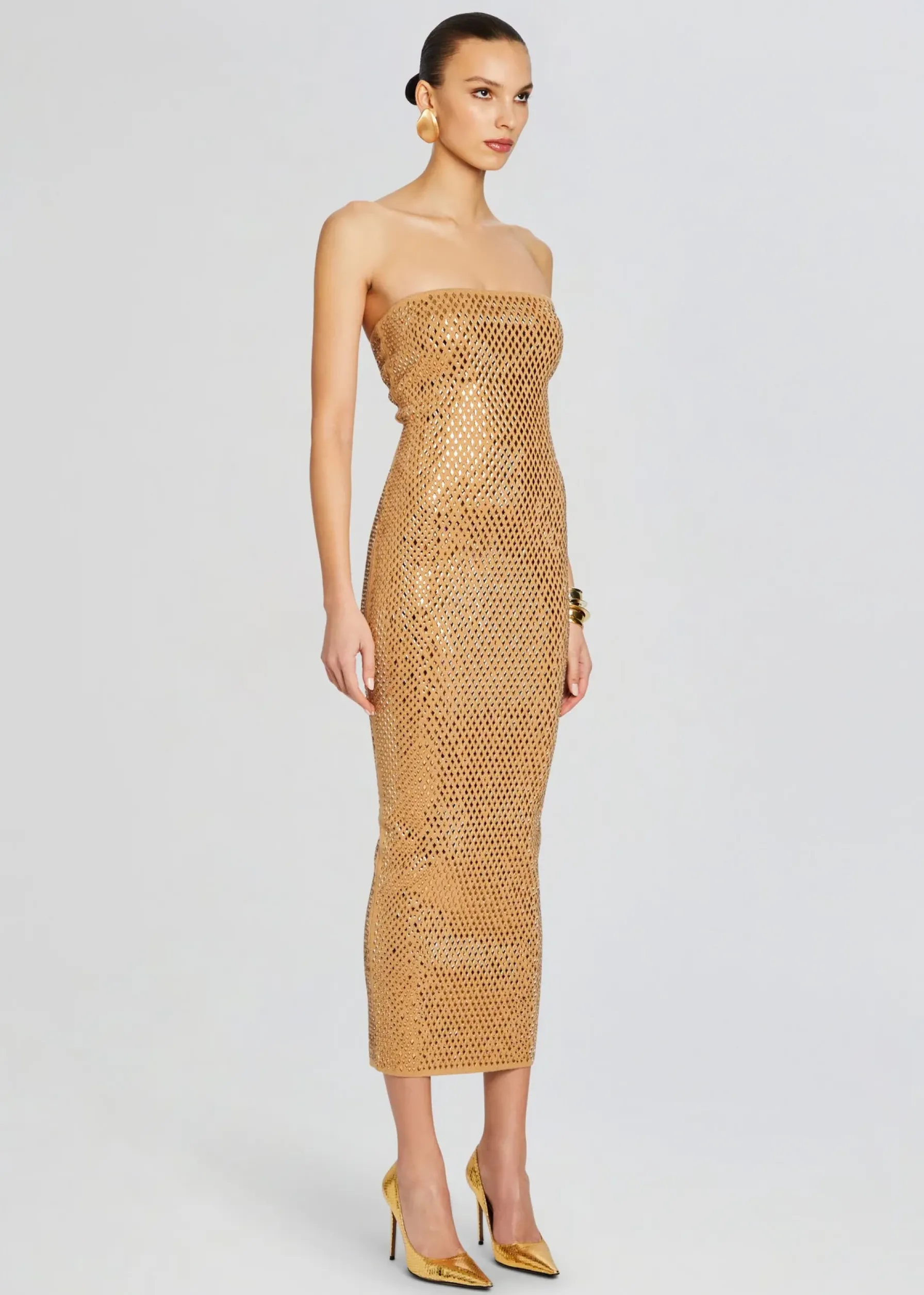 Retrofete Boa Embellished Knit Dress Iridescent Gold Clearance