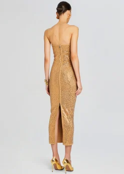 Retrofete Boa Embellished Knit Dress Iridescent Gold Clearance