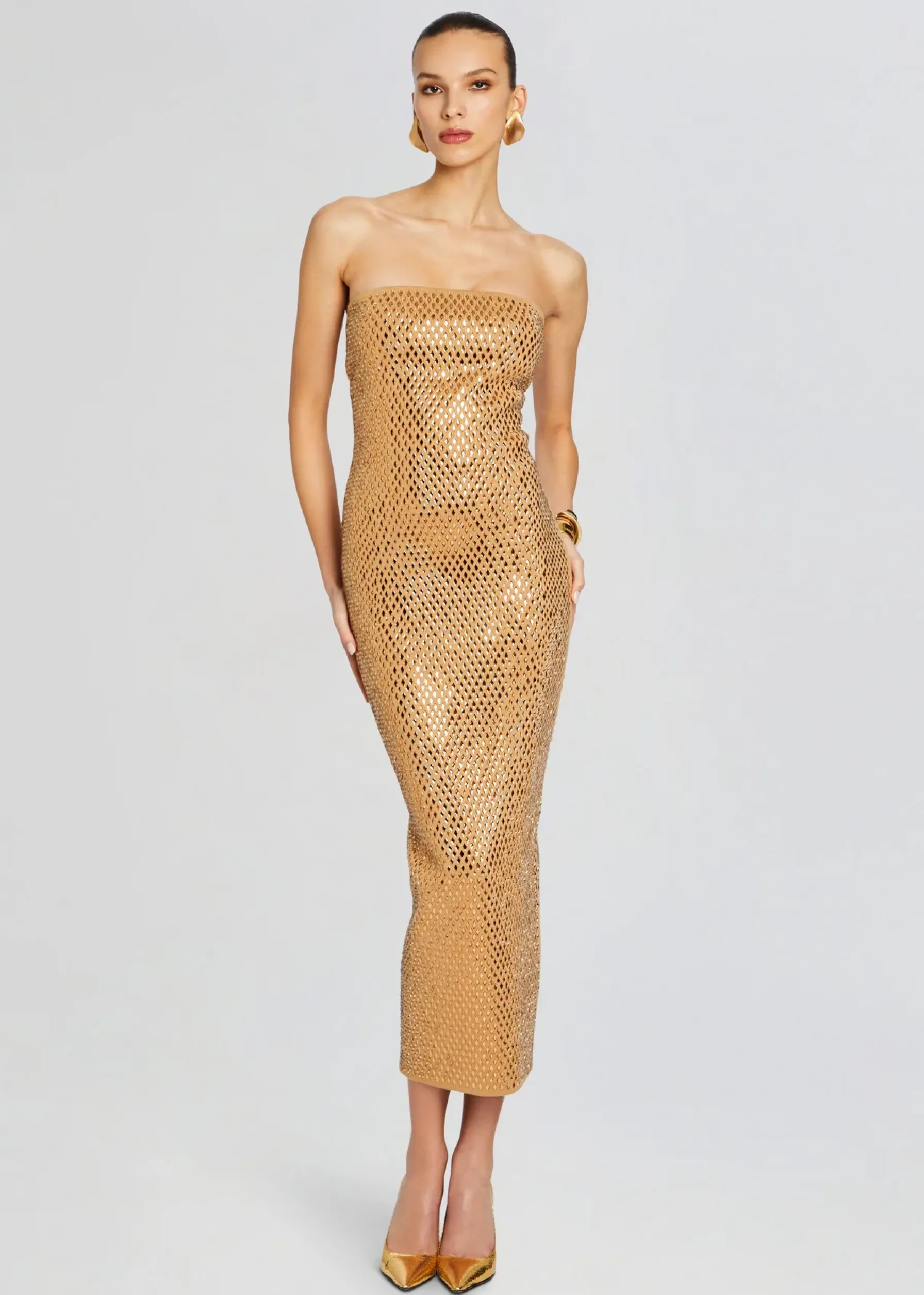 Retrofete Boa Embellished Knit Dress Iridescent Gold Clearance