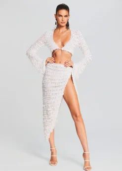 Retrofete Brasília Crochet Pareo Skirt White Clearance
