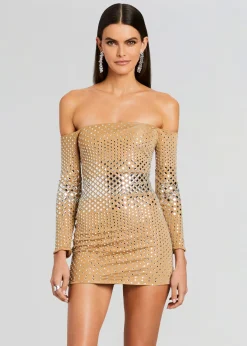 Retrofete Briella Embellished Dress Silver/Tannin Cheap