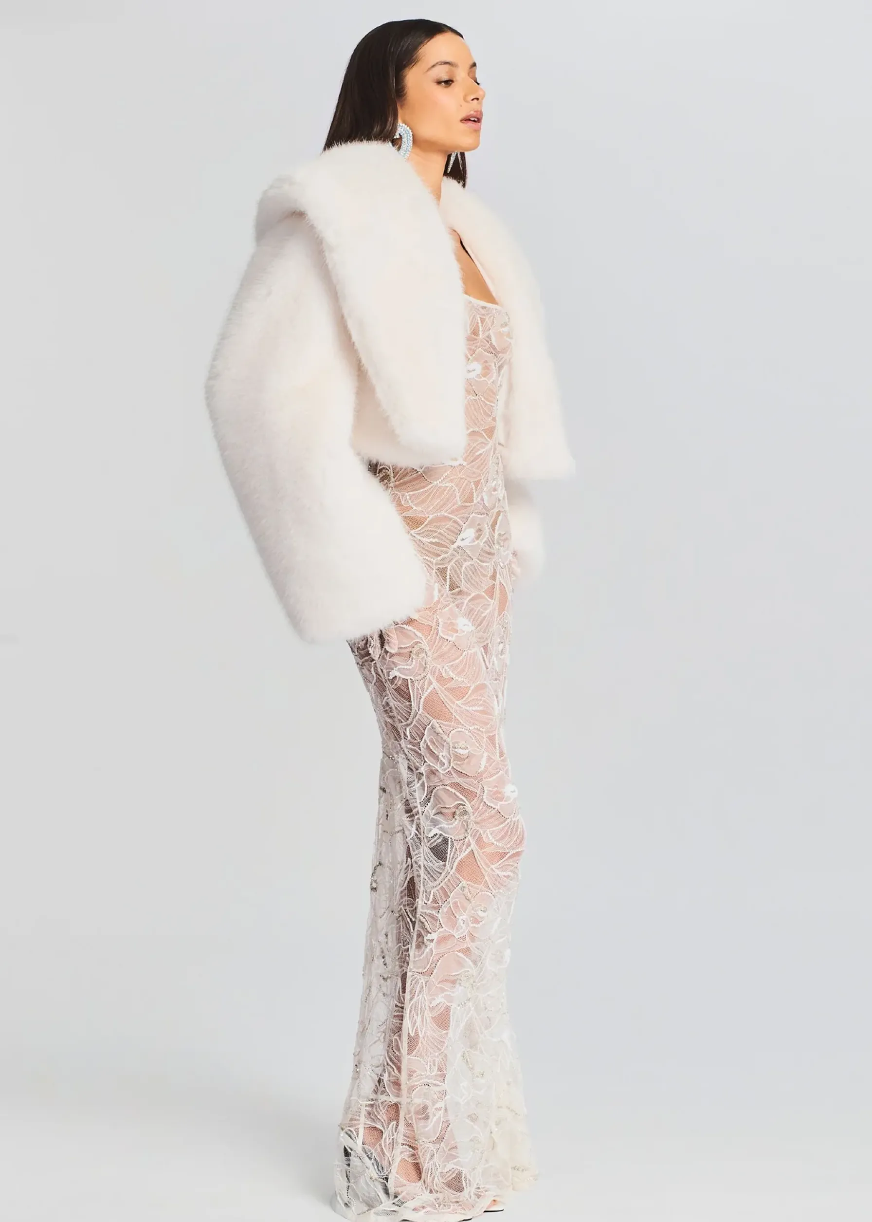 Retrofete Cadence Faux Fur Coat White Sale
