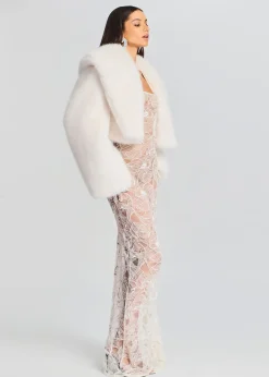 Retrofete Cadence Faux Fur Coat White Discount