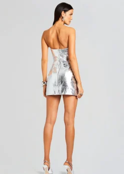 Retrofete Casmir Leather Dress Silver New