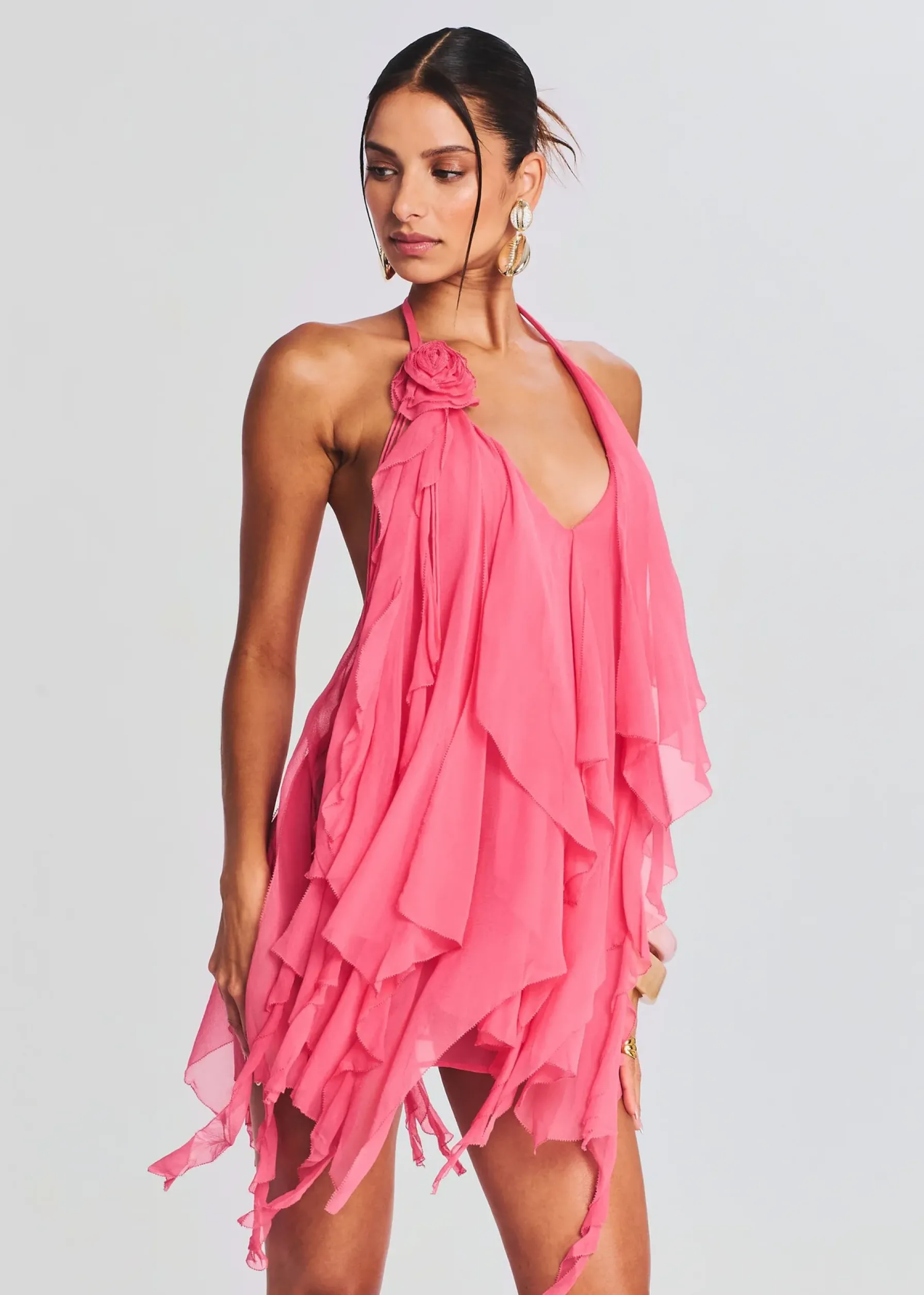 Retrofete Caspian Silk Chiffon Dress Sakura Best Sale