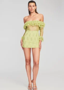 Retrofete Castella Embellished Lace Dress Lime Green New