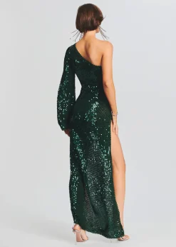 Retrofete Celeste Sequin Crochet Dress Dark Green Clearance