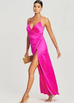 Retrofete Ceres Embellished Silk Dress Neon Pink Store