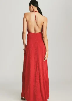 Retrofete Ceres Embellished Silk Dress Red Flash Sale