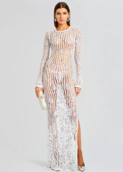 Retrofete Cherri Sequin Crochet Dress White Cheap