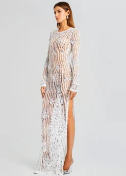 Retrofete Cherri Sequin Crochet Dress White Cheap