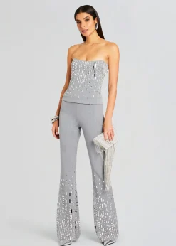 Retrofete Chloe Embellished Top Gray/Silver Flash Sale