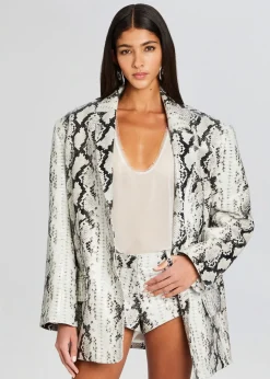 Retrofete Chloe Leather Blazer Neutral Snake Sale
