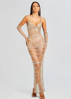 Retrofete Citrine Embellished Dress Tannin/Silver Cheap