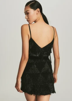 Retrofete Claire Sequin Fringe Dress Black Fringe Store